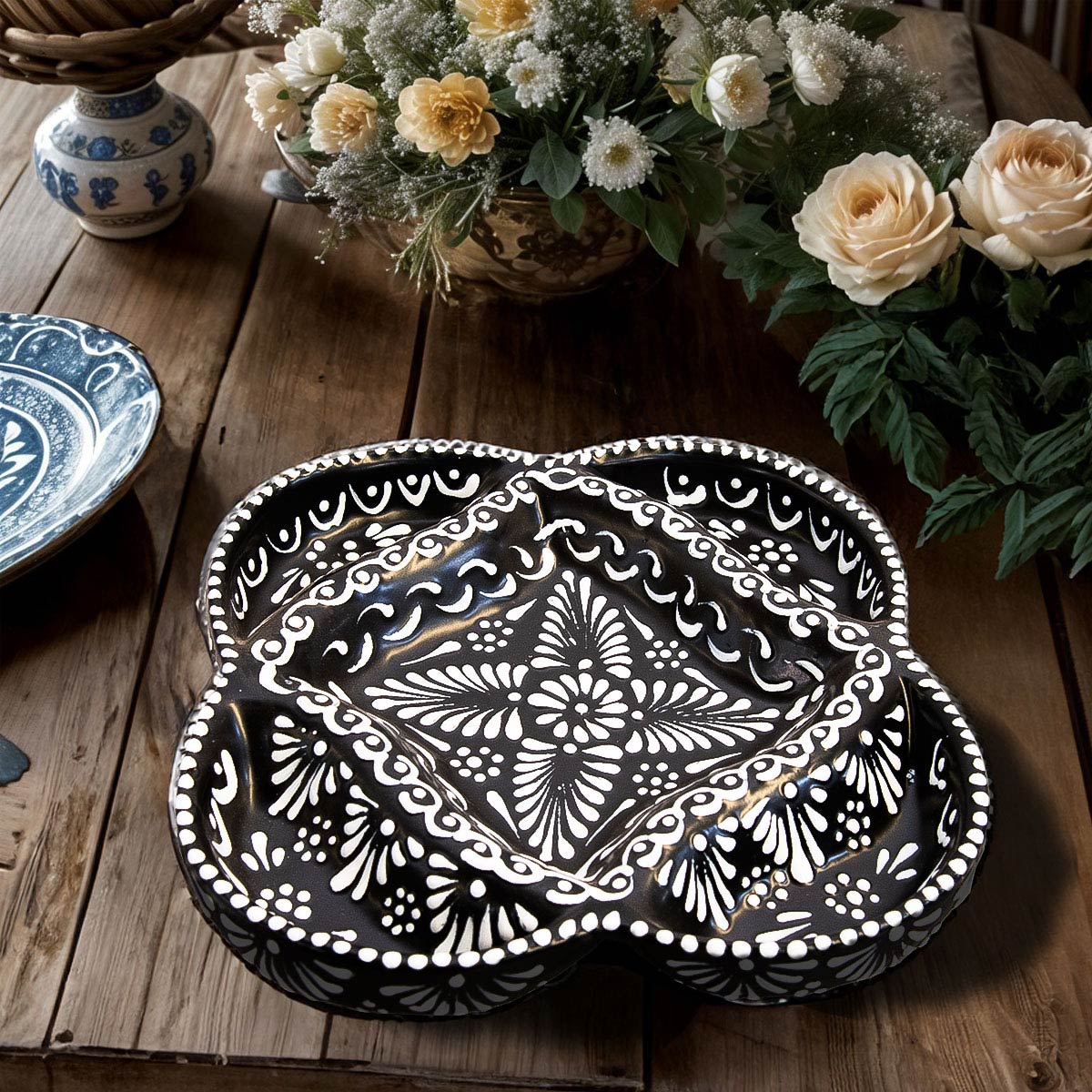 Patagonia Talavera Appetizer Plate - Black & White