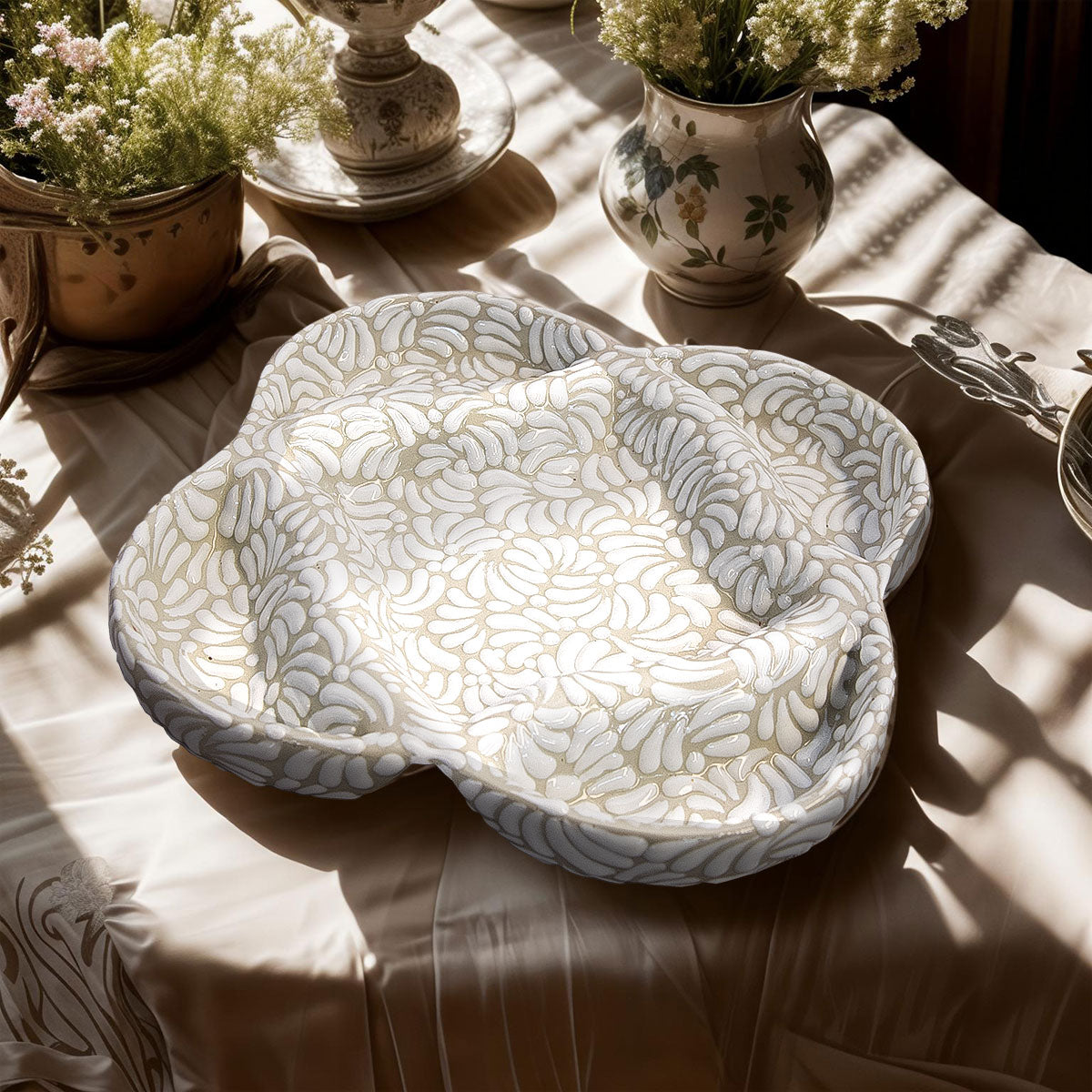 Patagonia Talavera Appetizer Plate - Sand & White