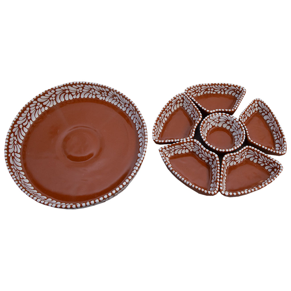 Talavera Sunset Terracotta & White Serving Platter (7 pcs)