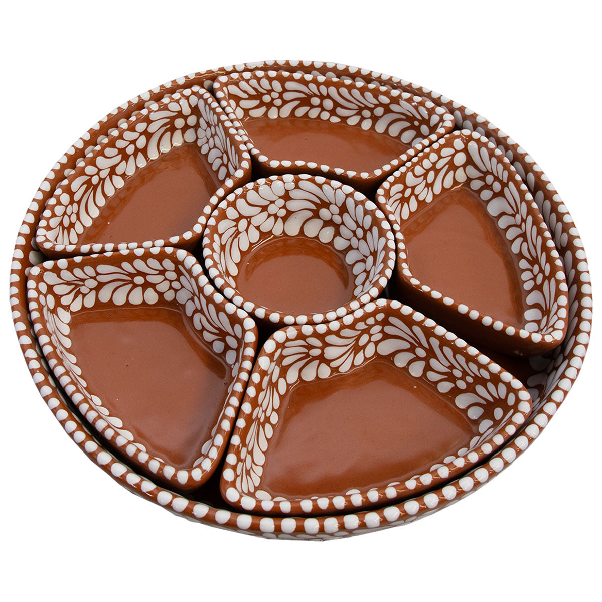 Talavera Sunset Terracotta & White Serving Platter (7 pcs)