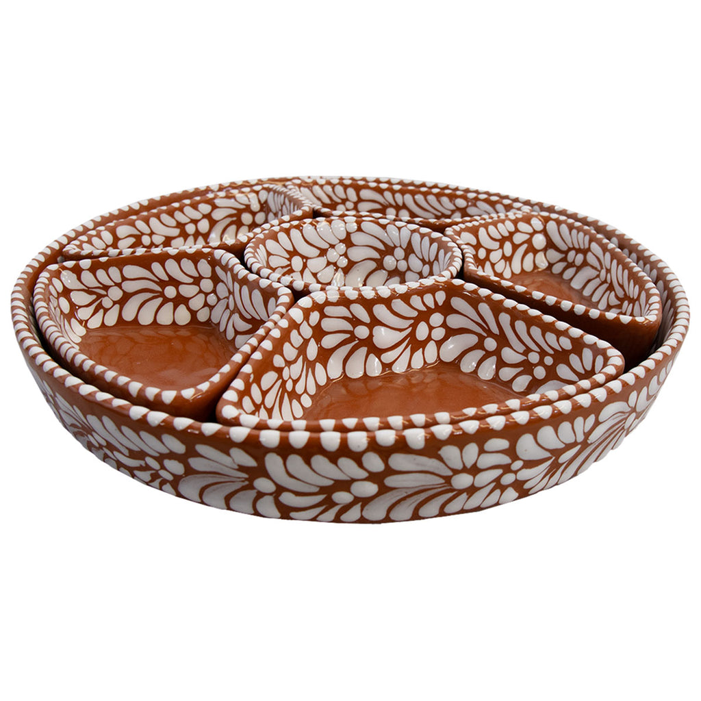Talavera Sunset Terracotta & White Serving Platter (7 pcs)
