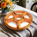 Talavera Sunset Orange & White Serving Platter (7 pcs)