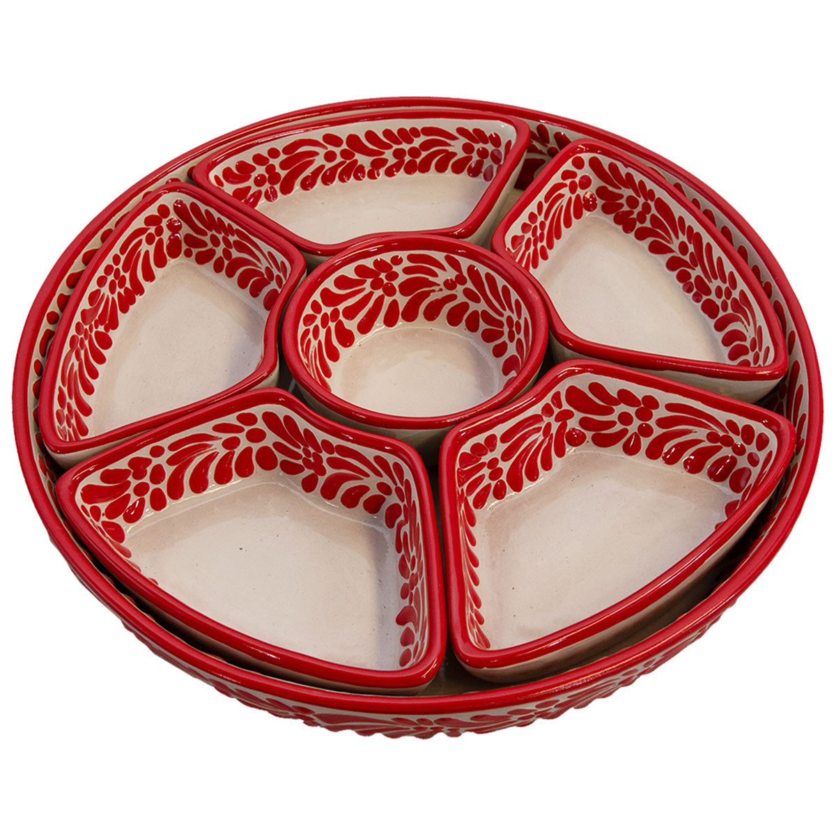 Talavera Sunset Red & White Serving Platter (7 pcs)