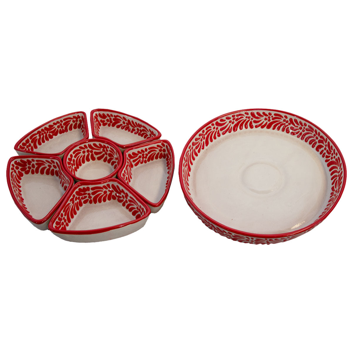 Talavera Sunset Red & White Serving Platter (7 pcs)