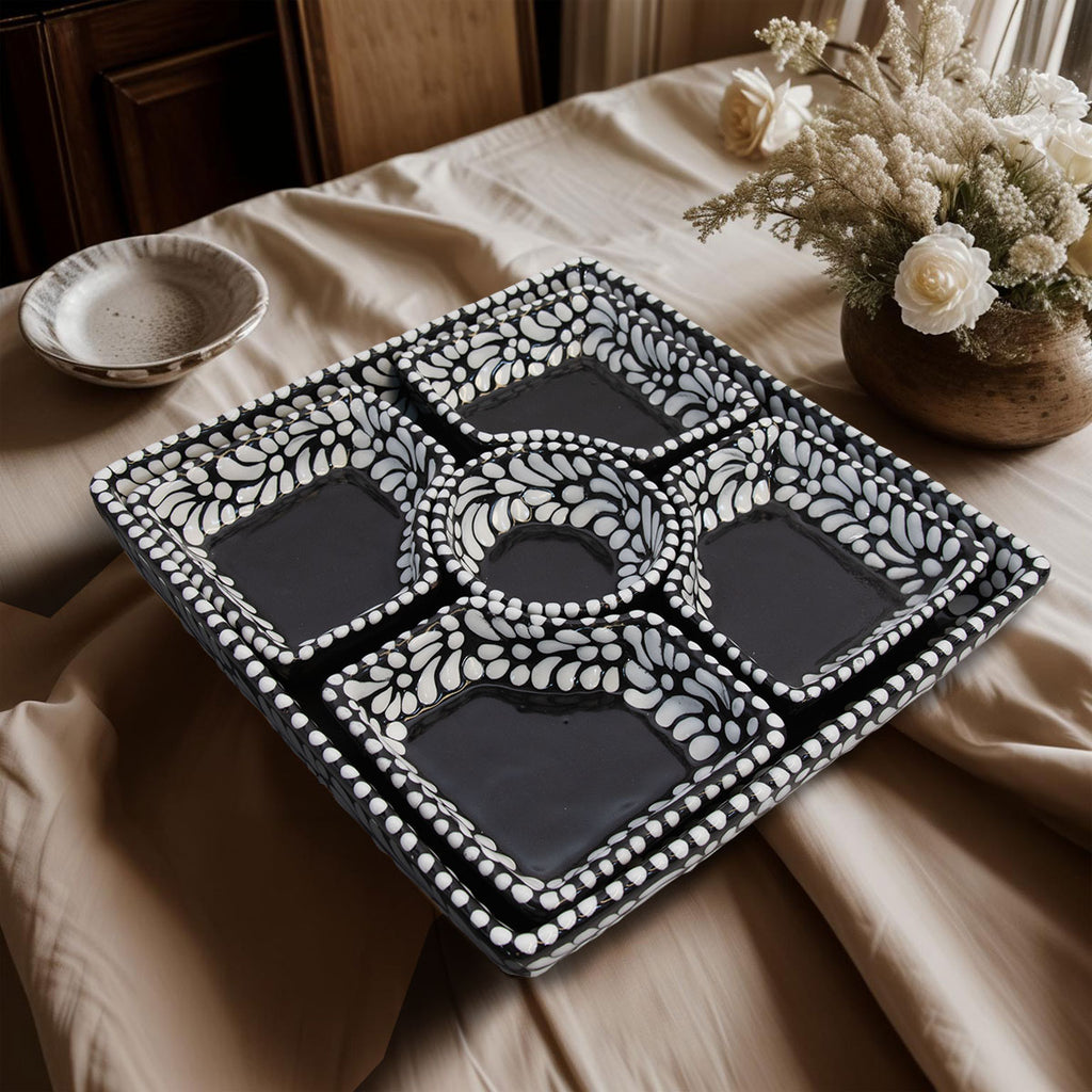 Talavera Nights Black & White Serving Platter (6 pcs)