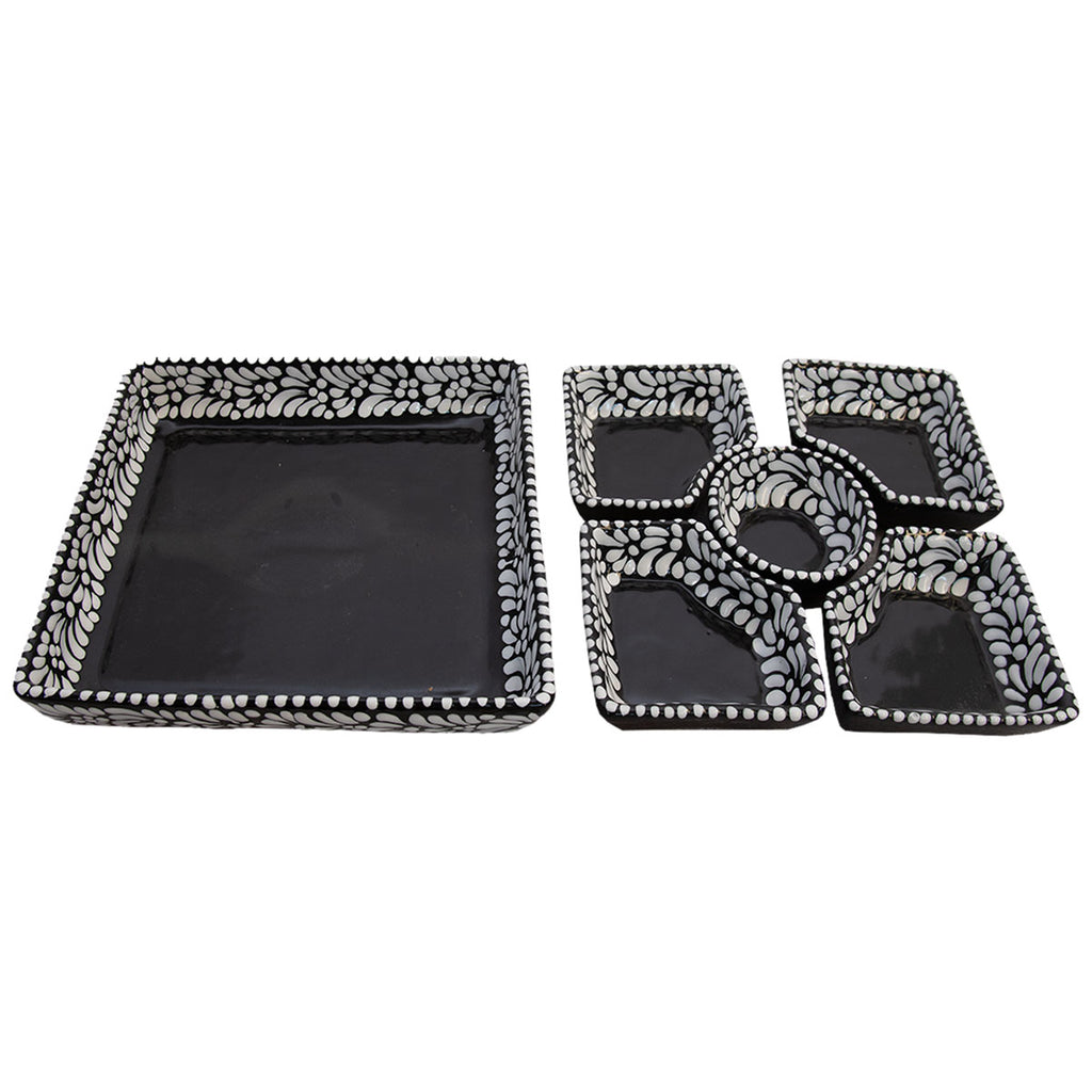 Talavera Nights Black & White Serving Platter (6 pcs)