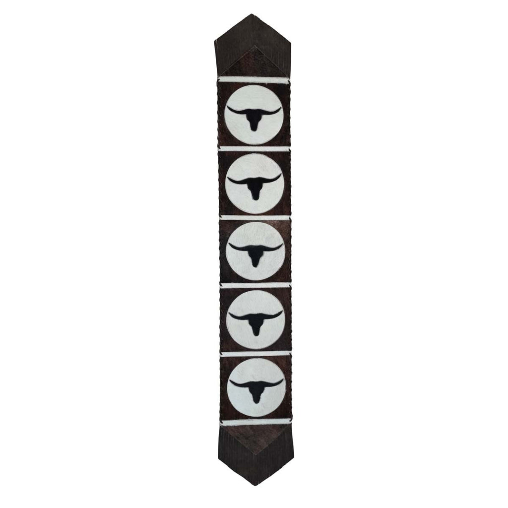 Fringed Texas Longhorn Cowhide Table Runner - 120 Inch