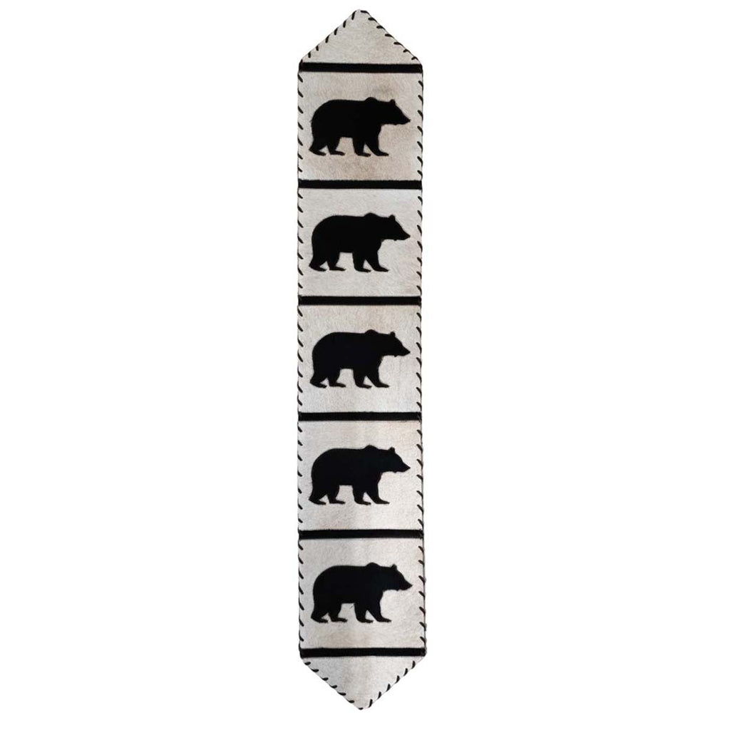 Ivory Bears Leather Table Runner - 96 Inch
