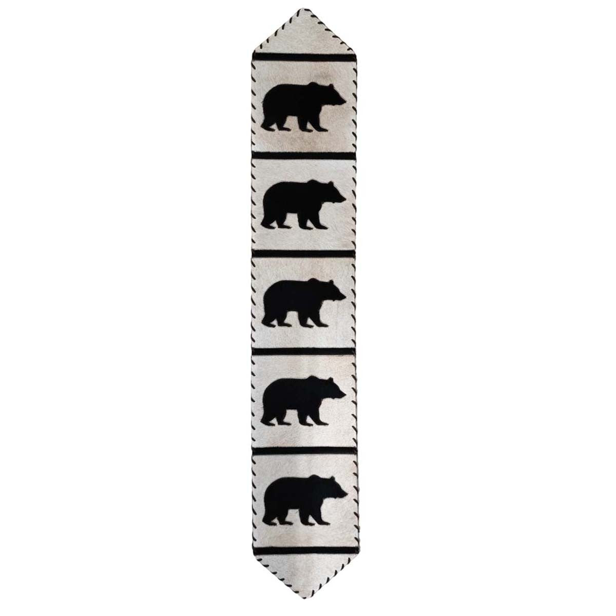 Ivory Bears Leather Table Runner - 96 Inch