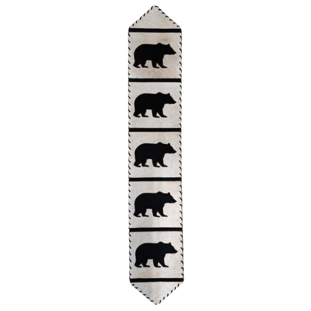 Ivory Bears Leather Table Runner - 120 Inch
