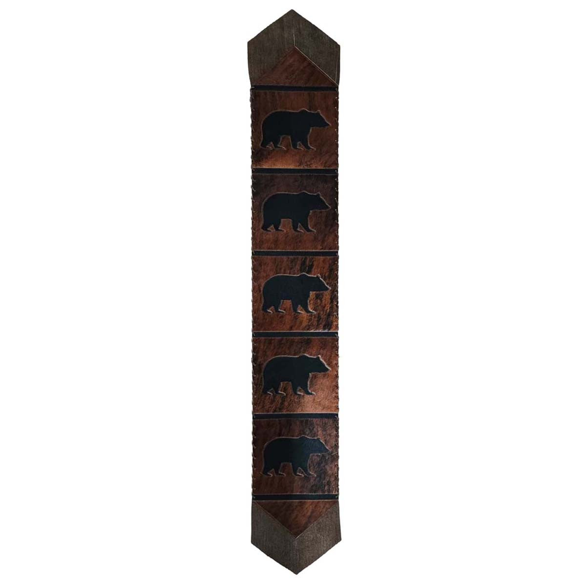 Fringed Midnight Bear Leather Table Runners