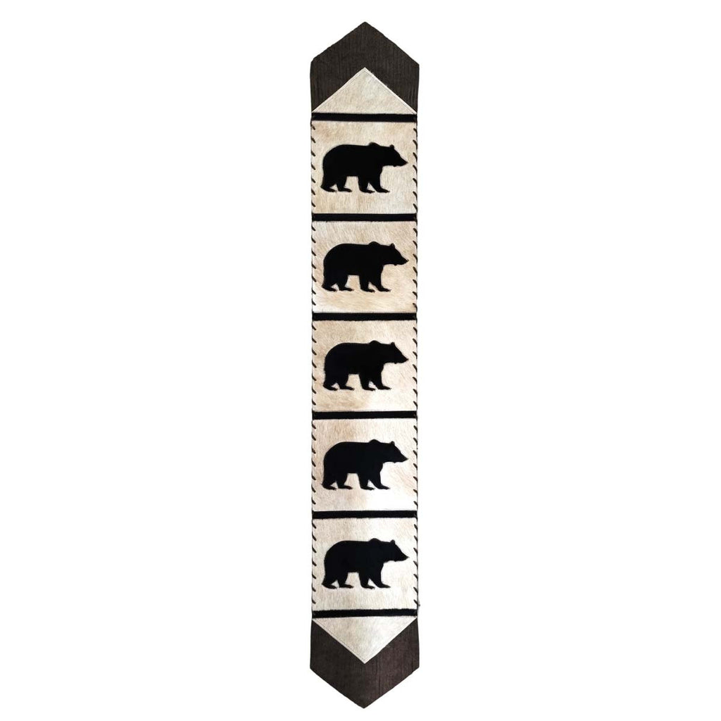 Fringed Ivory Bears Leather Table Runner - 120 Inch