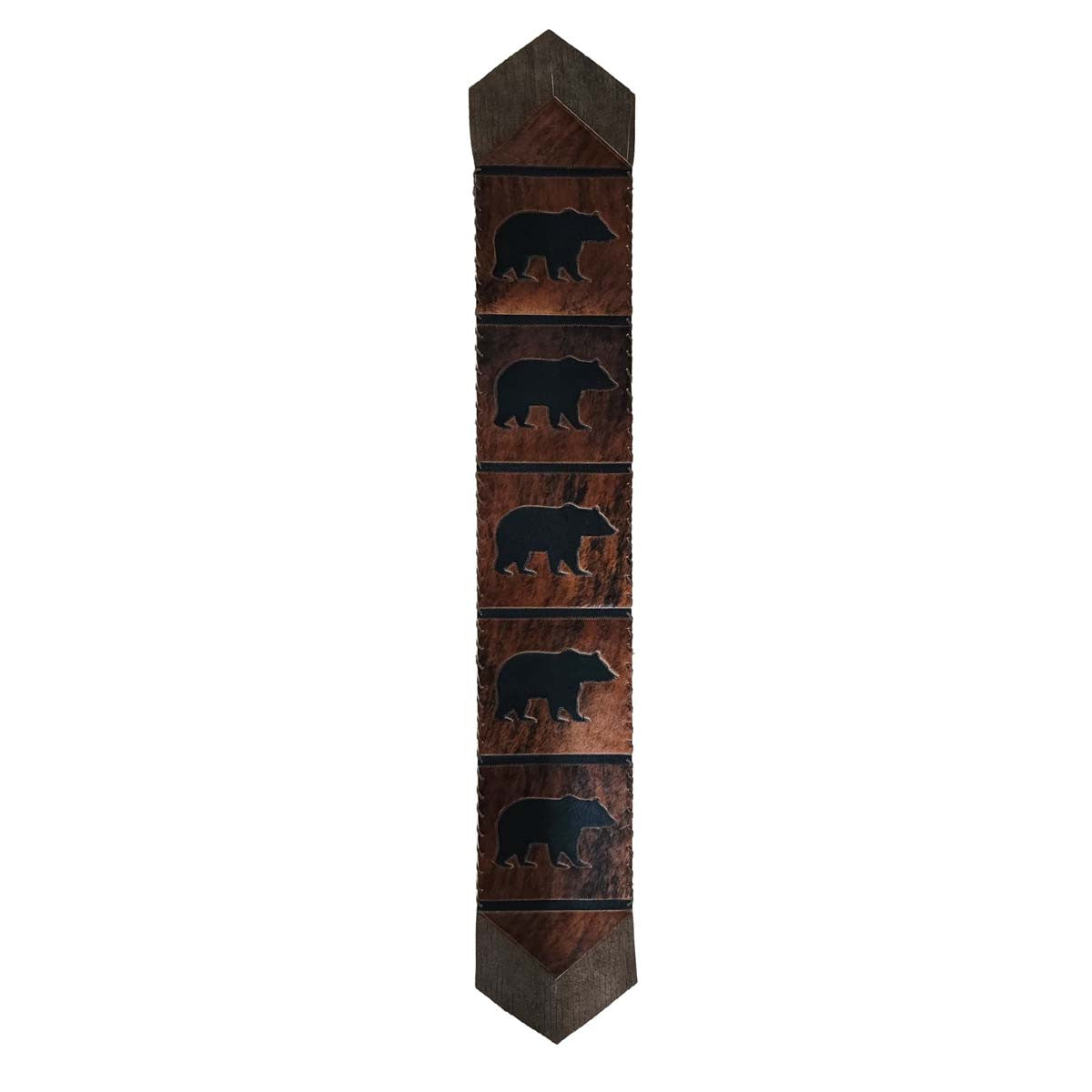 Fringed Midnight Bear Leather Table Runners