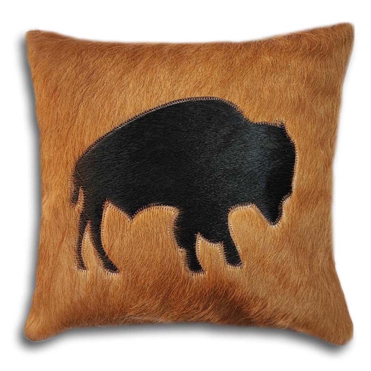 Cowhide Black Bison Pillow - Medium