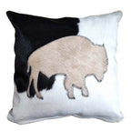 Cowhide Beige Bison Pillow - Medium
