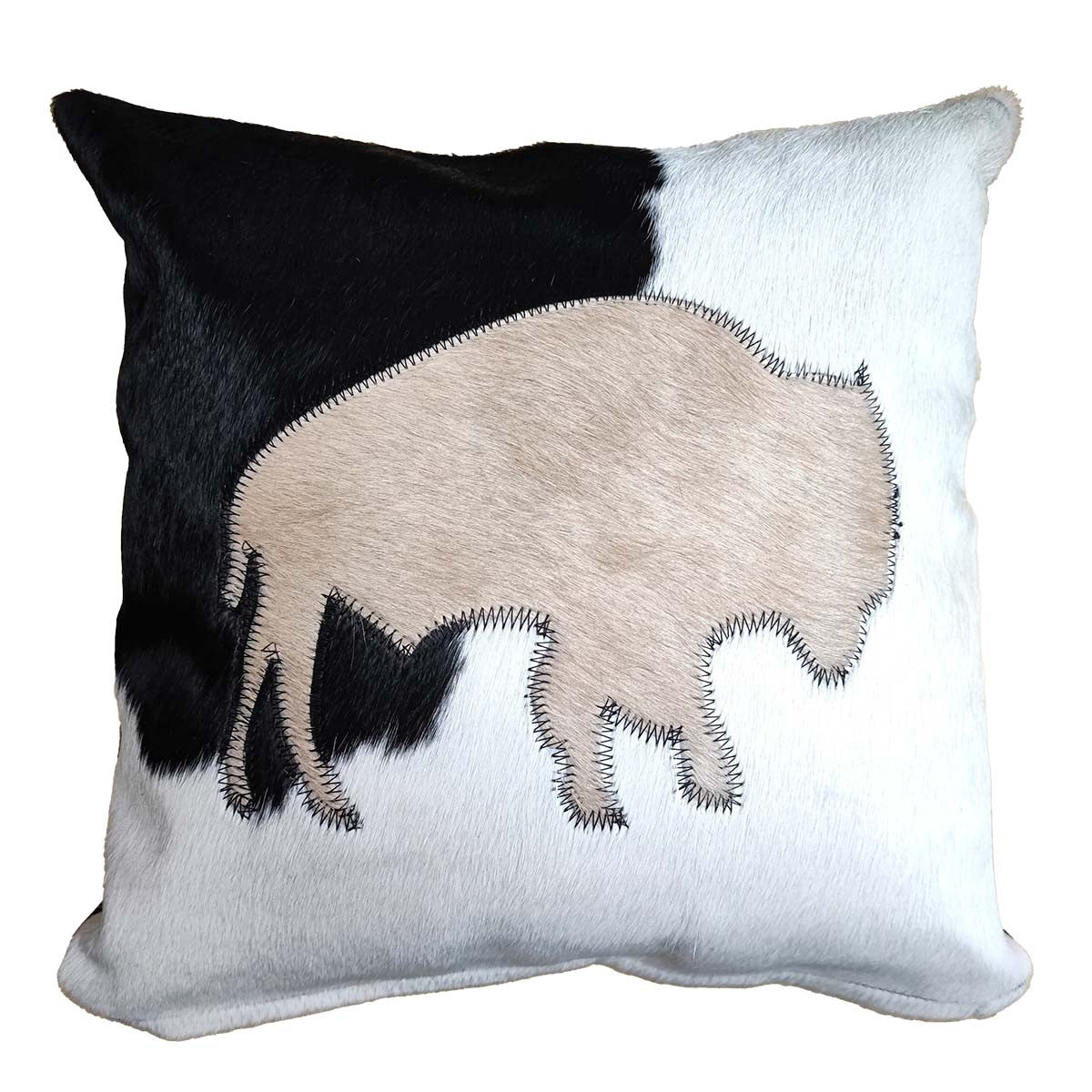 Cowhide Beige Bison Pillow - Medium
