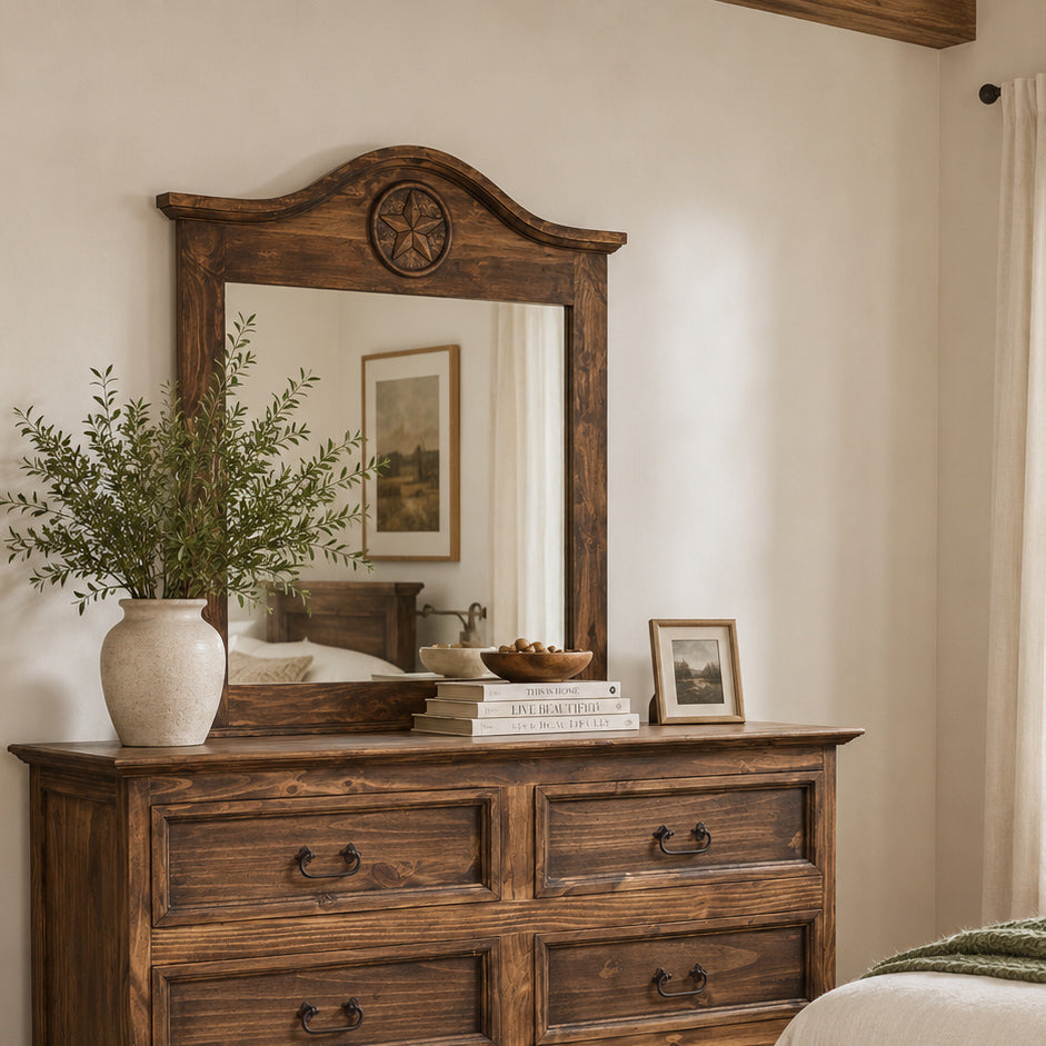 Saddled Star Mirror - Brown