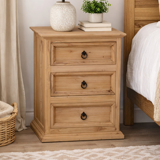 Frankie Honey 3-Drawer Nightstand