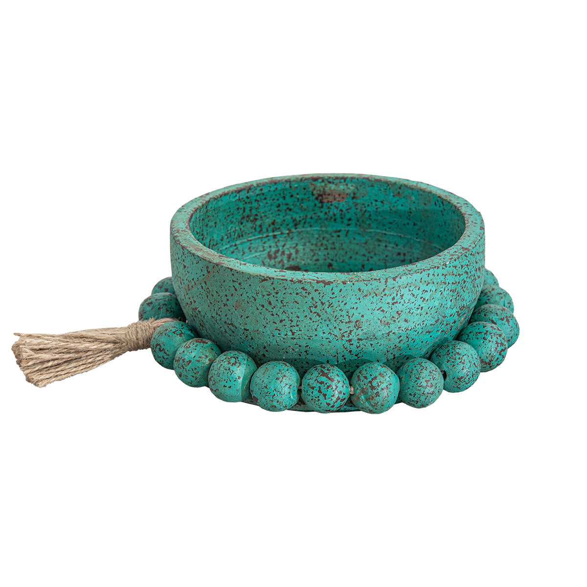 Azure Artisan Beaded Clay Bowl