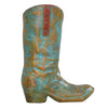 Turquoise Clay Cowboy Boot Umbrella Stand/Planter