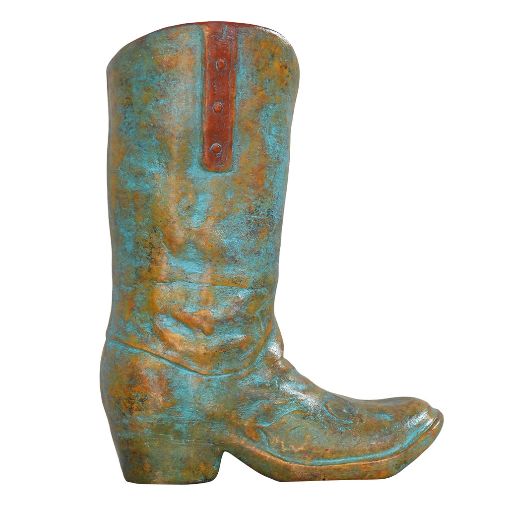 Turquoise Clay Cowboy Boot Umbrella Stand/Planter