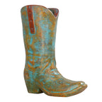Turquoise Clay Cowboy Boot Umbrella Stand/Planter
