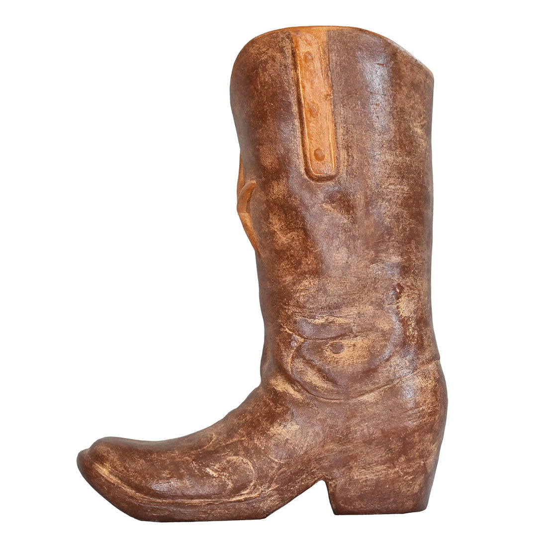 Brown Clay Cowboy Boot with Star Umbrella Stand/Planter