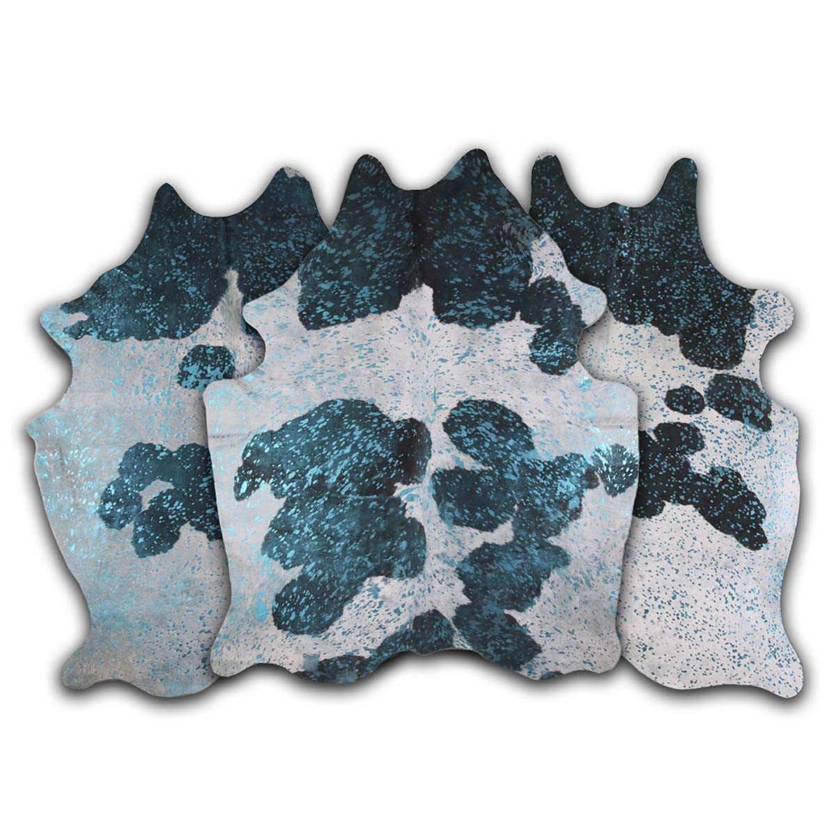 Metallic Blue & Black Cowhide Rugs