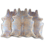 Metallic Blue & Tan Cowhide Rug - Medium