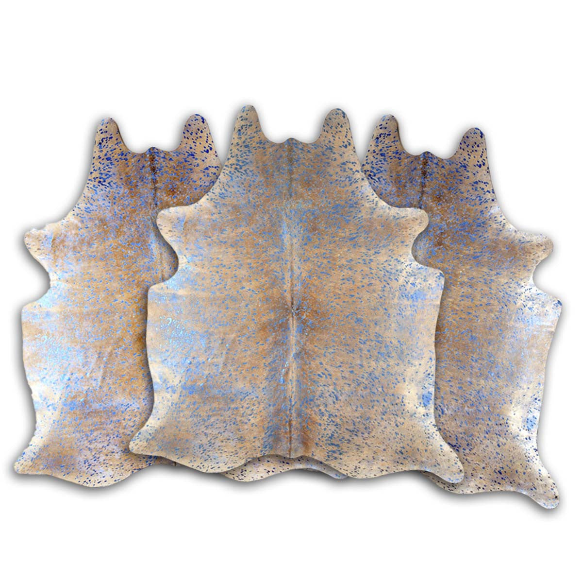 Metallic Blue & Tan Cowhide Rugs