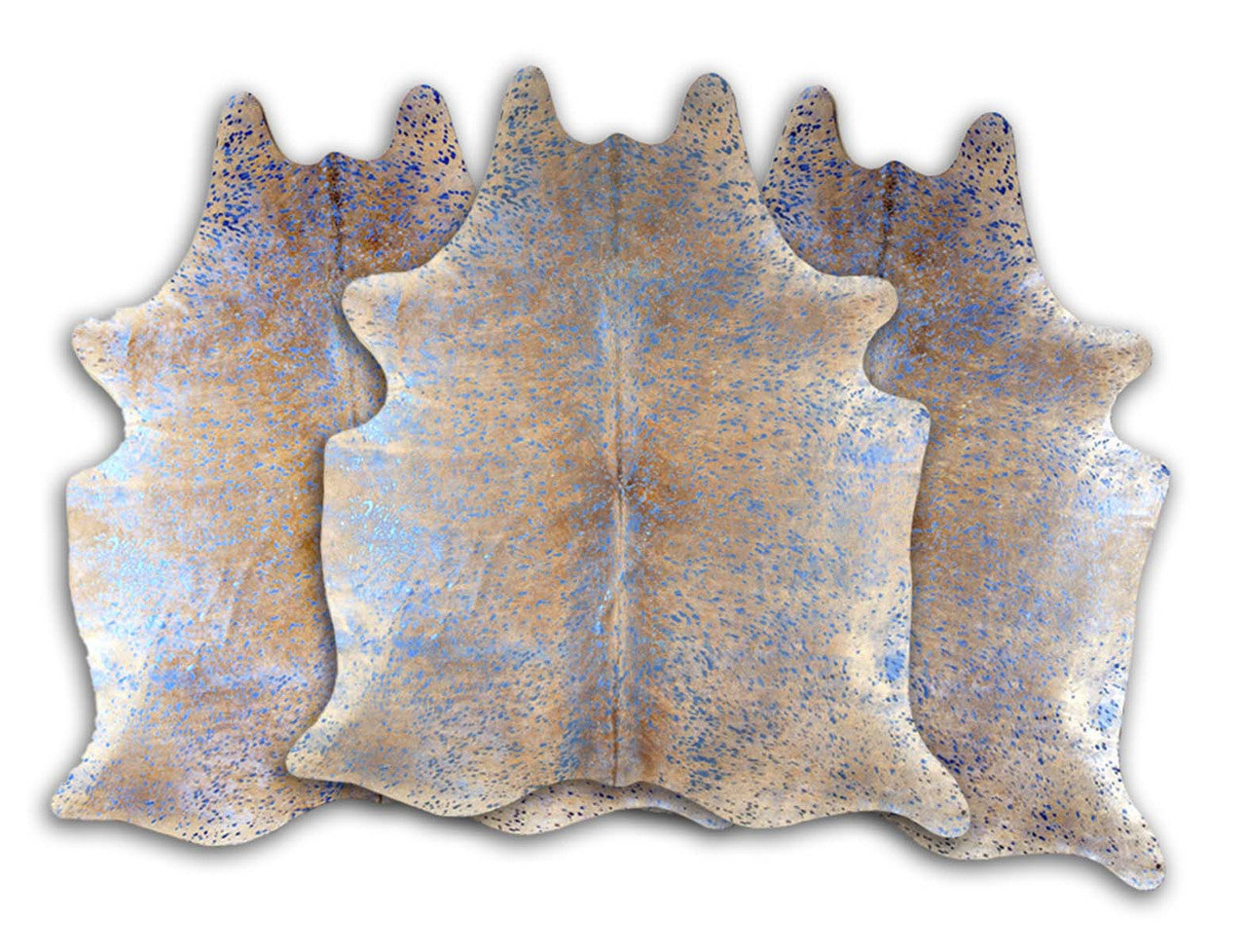 Metallic Blue & Tan Cowhide Rugs