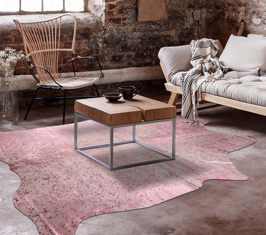 Pink Specked White Cowhide Rugs