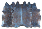 Metallic Blue & Brown Cowhide Rug - Medium