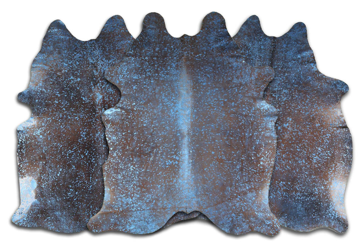 Metallic Blue & Brown Cowhide Rugs