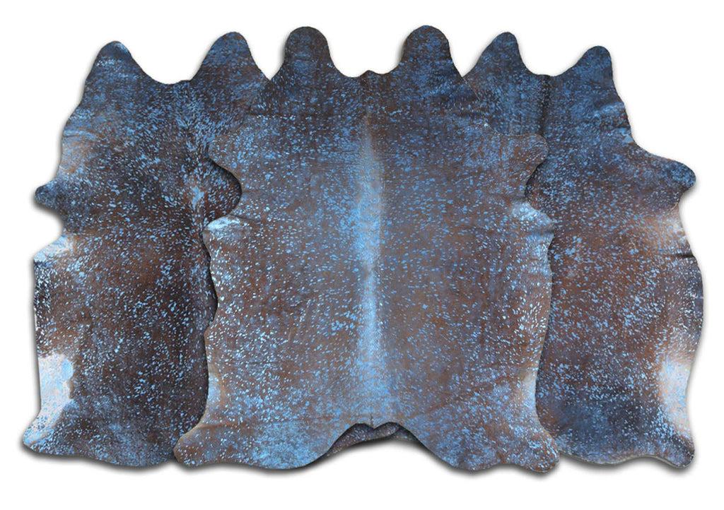 Metallic Blue & Brown Cowhide Rug - Large