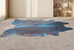 Metallic Blue & Brown Cowhide Rug - Large