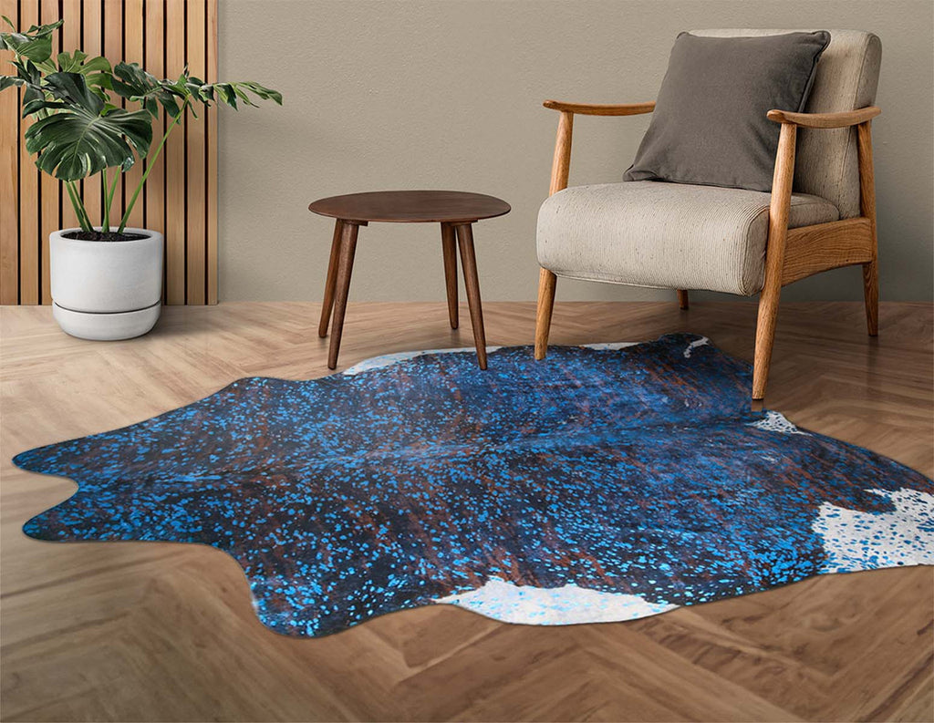 Metallic Blue Brindle Cowhide Rugs