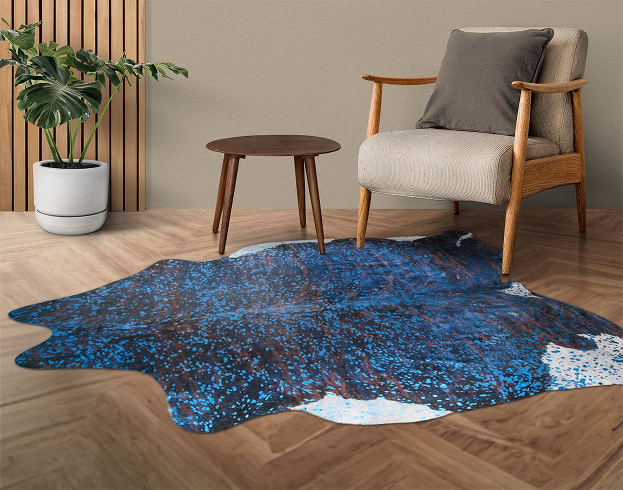 Metallic Blue Brindle Cowhide Rug - Large