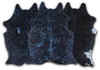 Blue Specked Black Cowhide Rug - Medium