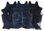 Blue Specked Black Cowhide Rug - Medium