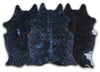 Blue Specked Black Cowhide Rug - Large
