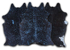 Blue Specked Black Cowhide Rug - Large