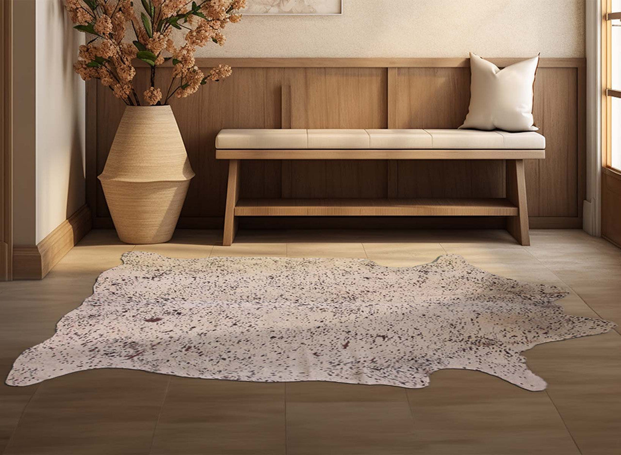 Brown Specked Tan Cowhide Rug - Large