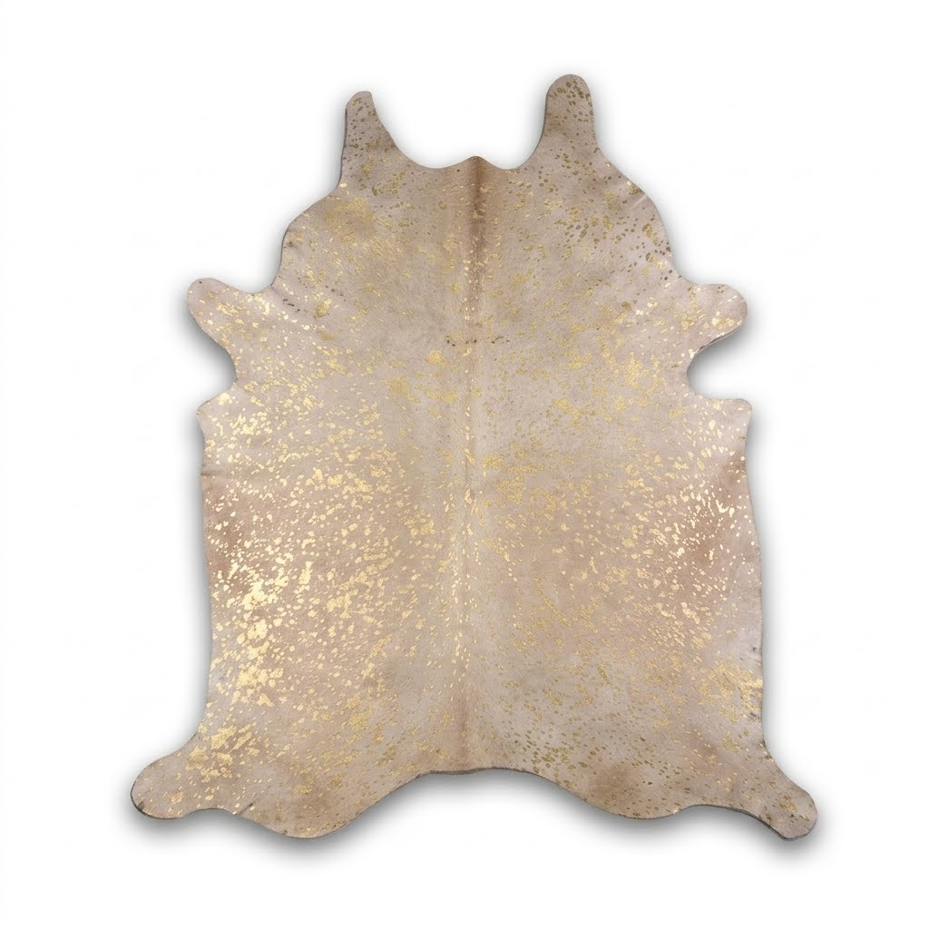 Metallic Gold & Tan Cowhide Rugs