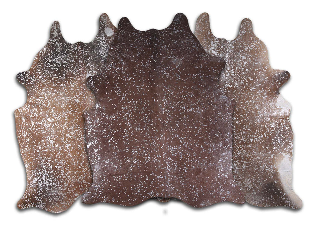 Silver Specked Brown Cowhide Rug - Large