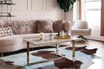 Blue Specked Brown & White Cowhide Rug - Medium