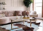 Blue Specked Brown & White Cowhide Rug - Large