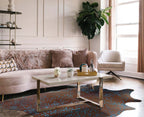Turquoise Specked Brown Cowhide Rug - Large
