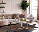 Turquoise Specked Brown Cowhide Rug - Large