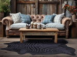 Black Zebra Cowhide Rug - Large